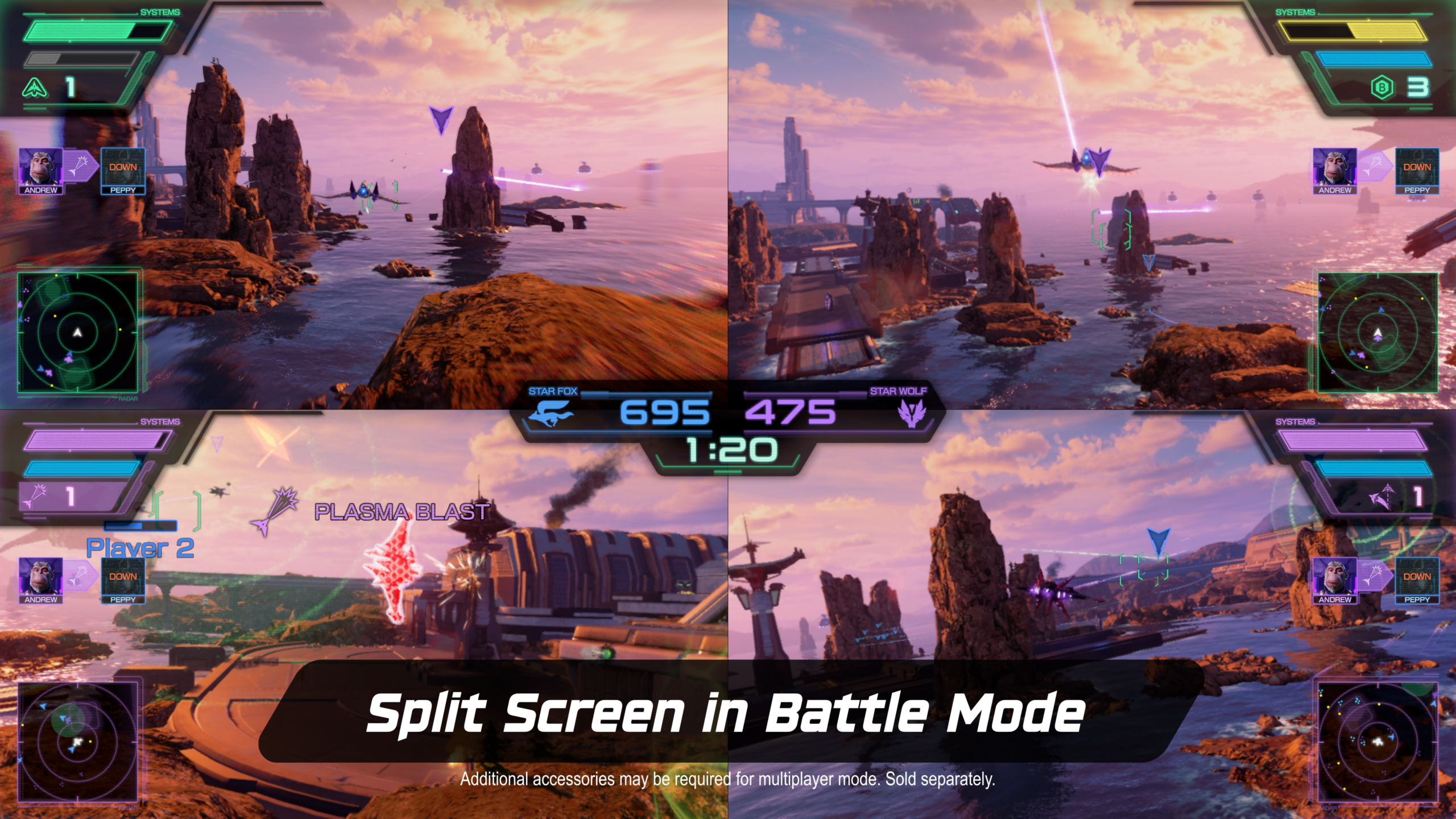 Star Fox adds four-player split-screen in a free update on September 29