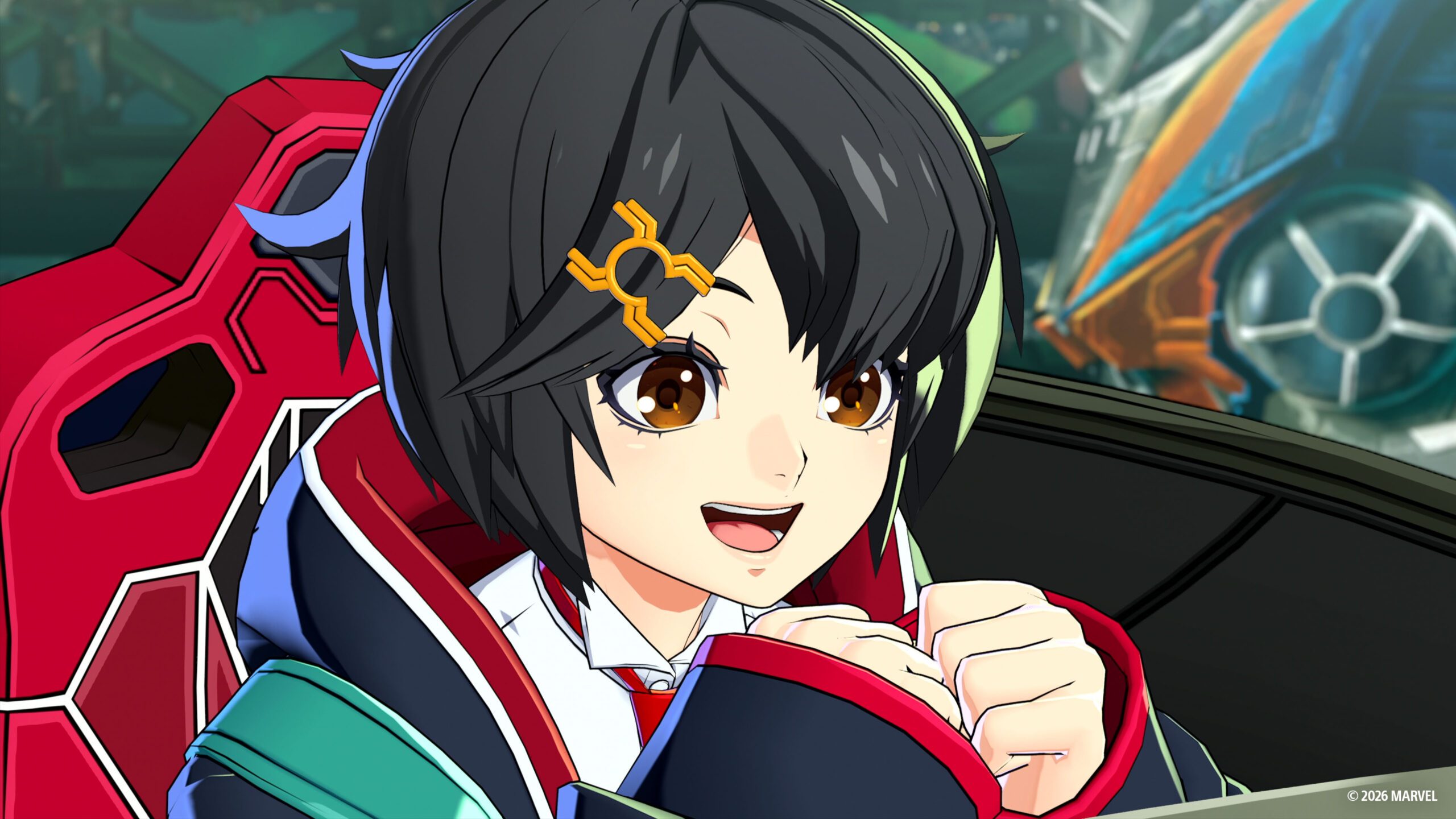 Peni Parker inside the SP//dr mech in Marvel Tokon: Fighting Souls